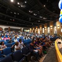 New Student Orientation group in Dever Auditorium. 